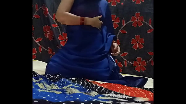 Hot girl priyanshi sharma in blue saree and red panty loud moaning