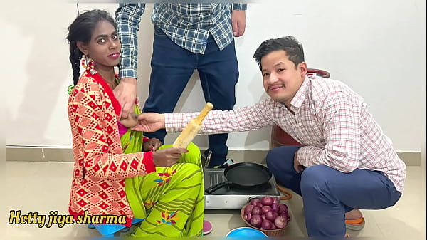 First time sex with bhabhi in kitchen with two dever’s threesome sex
