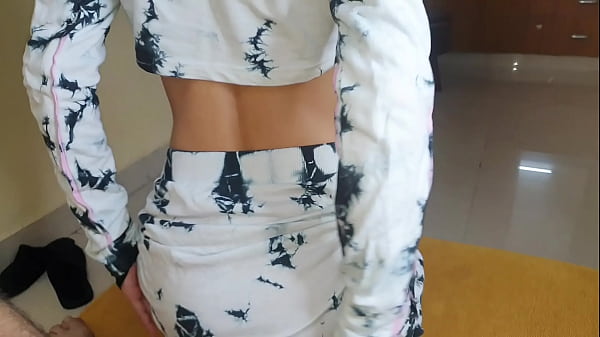 Horny indian wife giving hand massage to her young step son family therapy completed.